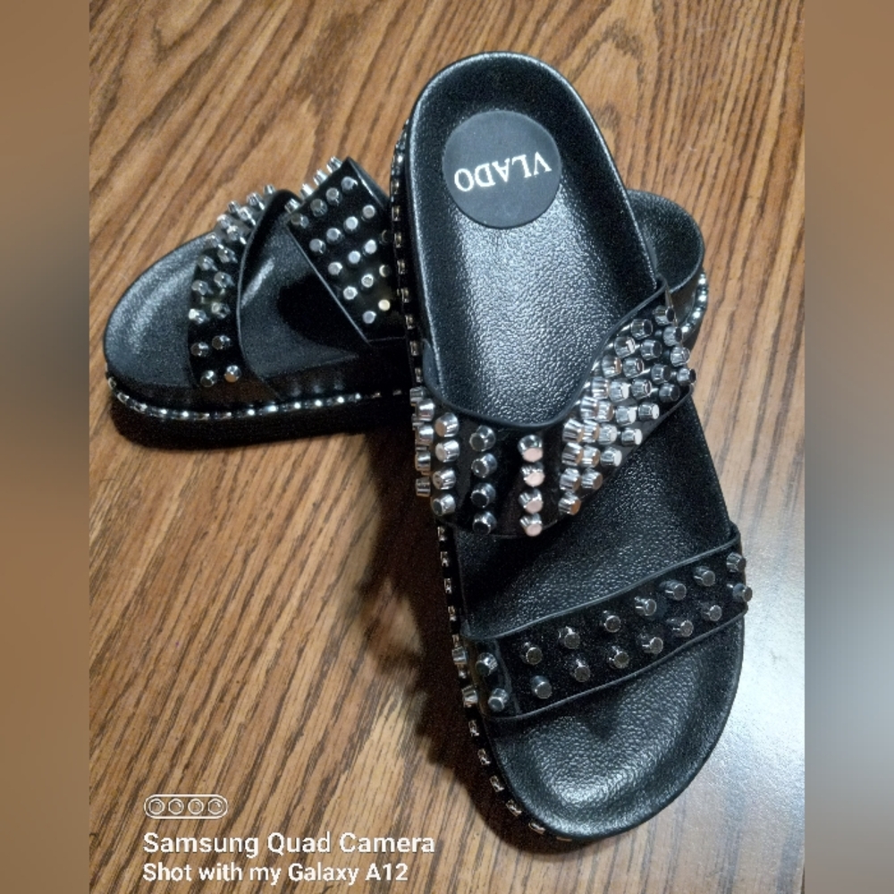 Vlado Black Studded Slides